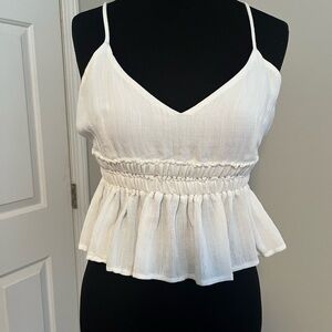 Shinestar White Ruffled Camisole Crop Top